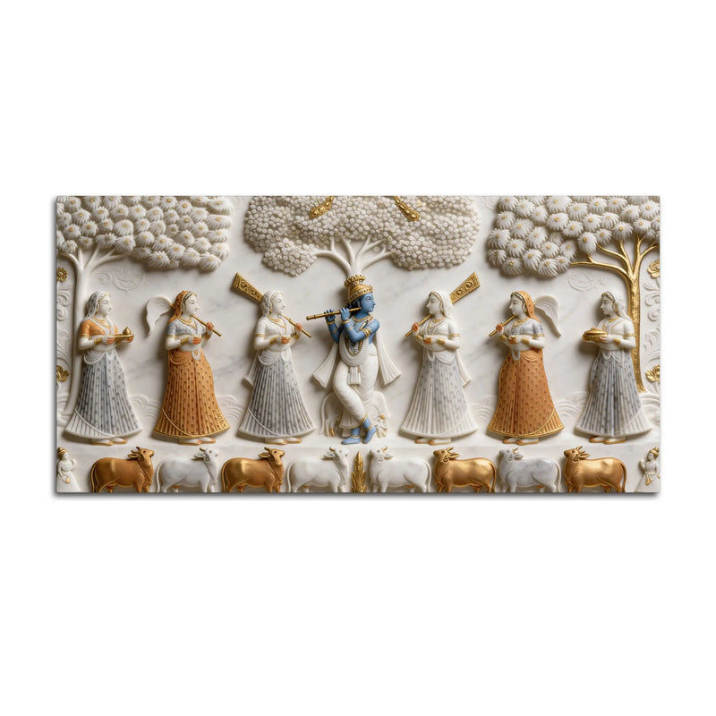 Krishna in Vrindavan with Gopis 3D Canvas Wall Painting