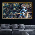 Krishna Playing Bansuri Premium Crystal Glass Painting