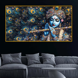 Krishna Playing Bansuri Premium Crystal Glass Painting