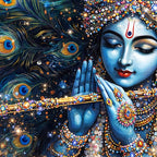 Krishna Playing Bansuri Premium Crystal Glass Painting