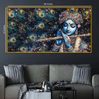 Krishna Playing Bansuri Premium Crystal Glass Painting