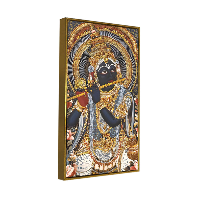 Krishna Playing Flute Canvas Wall Painting | Spiritual Home Decor