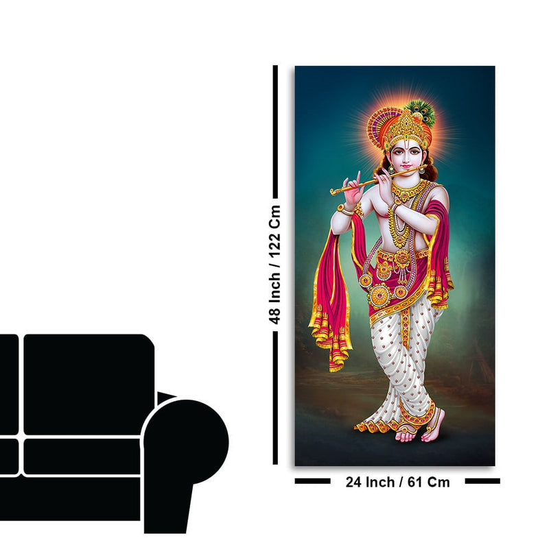 Krishna Playing Flute Hand Premium Canvas Wall Painting