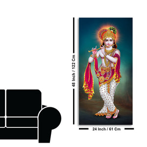 Krishna Playing Flute Hand Premium Canvas Wall Painting