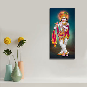 Krishna Playing Flute Hand Premium Canvas Wall Painting