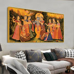 Krishna Playing Flute with Gopis Pichwai Art Painting