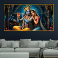 Krishna Playing Flute with Radha Floating Frame Crystal Wall Painting
