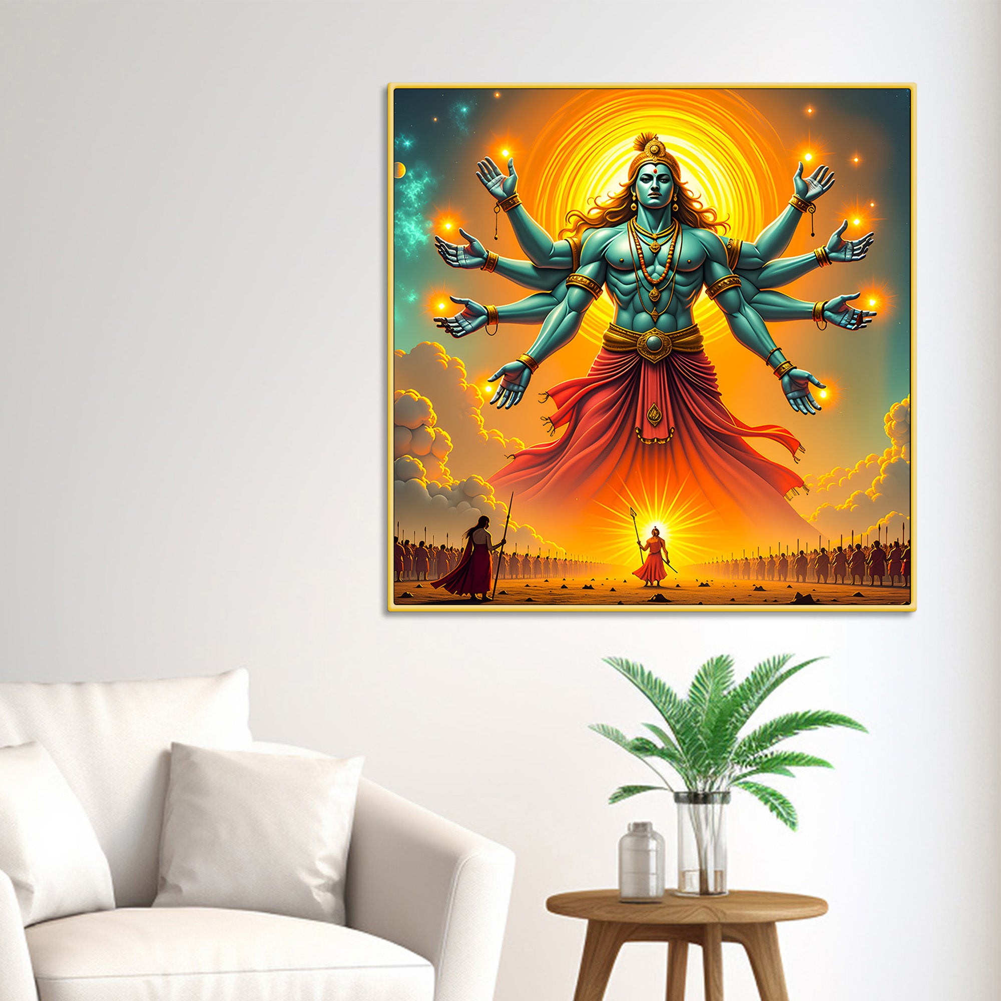 Krishna Powerful Vishwaroop Avatar Canvas Wall Painting