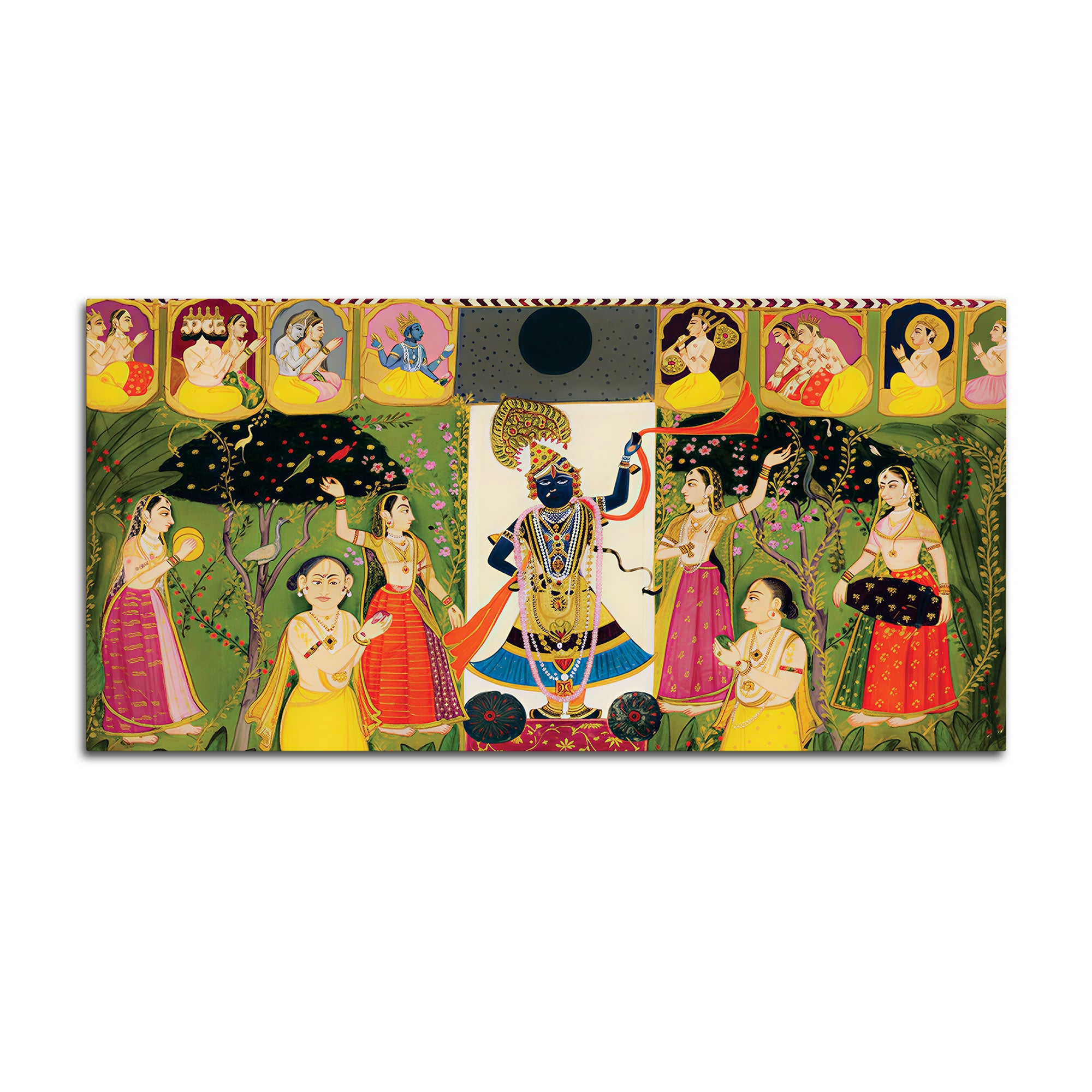 Krishna Raas Leela Painting with Gopis Pichwai Art Painting