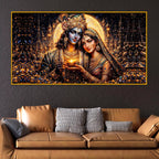 Krishna Radha Luxury Spiritual Wall Crystal Glass Painting