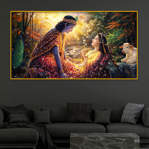 Krishna Radha Moment Crystal Glass Premium Painting