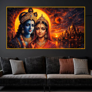 Krishna Radha Premium Crystal Glass Wall Painting