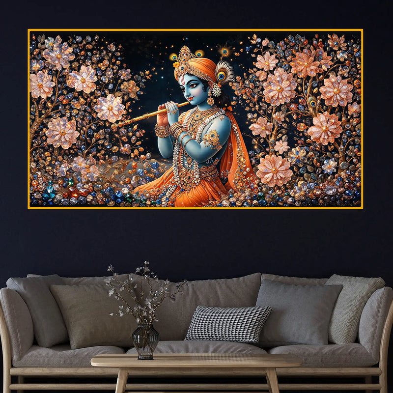 Krishna Royal Look Crystal Glass Painting for Interior Décor