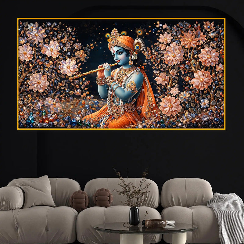 Krishna Royal Look Crystal Glass Painting for Interior Décor