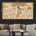 Krishna with Cows Crystal Glass Wall Painting for Premium Decor
