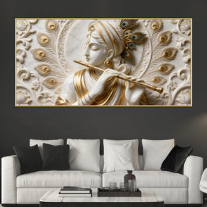 Krishna's Divine Flute 3D Canvas Wall Painting