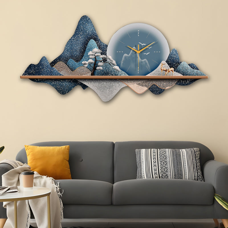 Land of Paradise Crystal Glass Backlit LED Wall Art with Clock