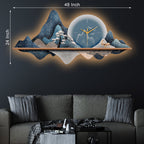Land of Paradise Crystal Glass Backlit LED Wall Art with Clock