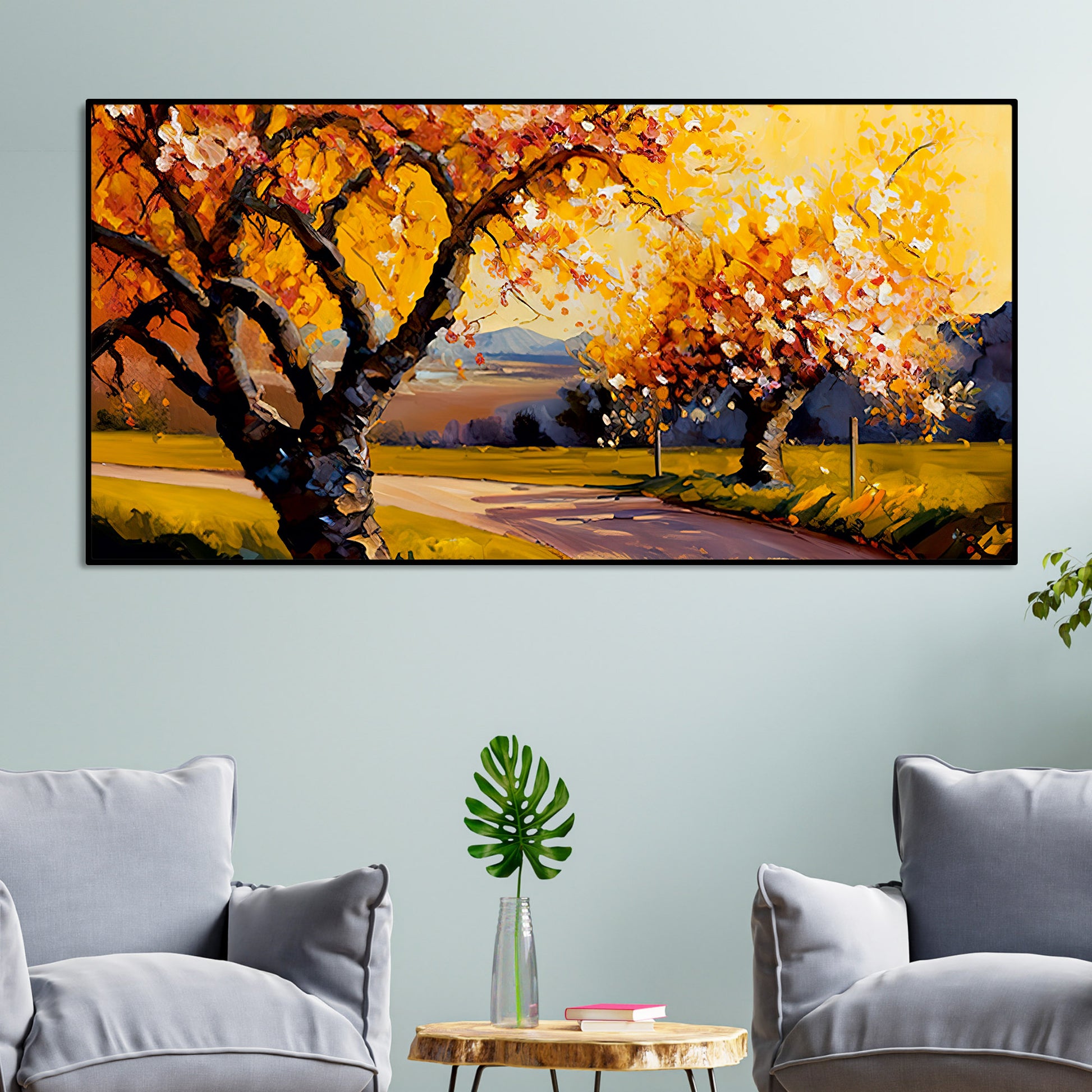 Landscape Canvas Wall Painting of Autumn Beautiful Tree