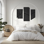 Large 3-Piece Wooden Wall Art with Vertical and Diagonal Slats