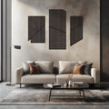 Large 3-Piece Wooden Wall Art with Vertical and Diagonal Slats