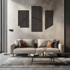 Large 3-Piece Wooden Wall Art with Vertical and Diagonal Slats