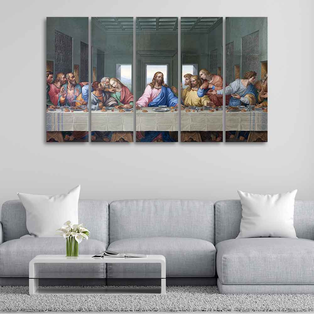 Last supper of Jesus 5 Pieces Canvas Wall Painting