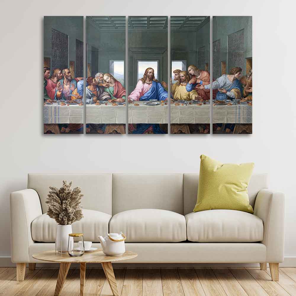 Last supper of Jesus 5 Pieces Canvas Wall Painting