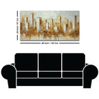 Lavish Golden Cityscape Abstract Canvas Wall Painting for Home & Office