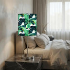 Leaf Art Printed Modern Stainless Steel Metal Finish Table Lamp