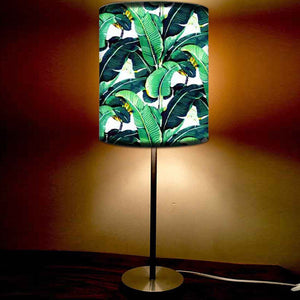 Leaf Art Printed Modern Stainless Steel Metal Finish Table Lamp