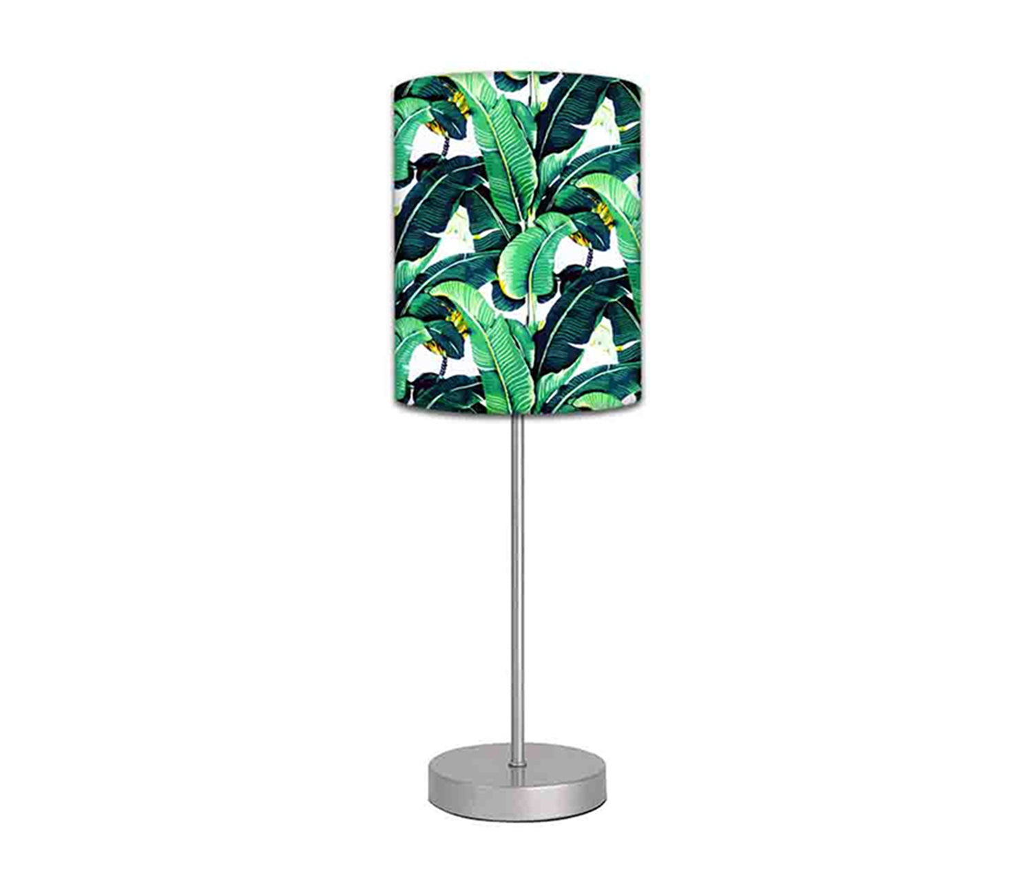 Leaf Art Printed Modern Stainless Steel Metal Finish Table Lamp