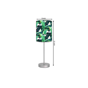 Leaf Art Printed Modern Stainless Steel Metal Finish Table Lamp