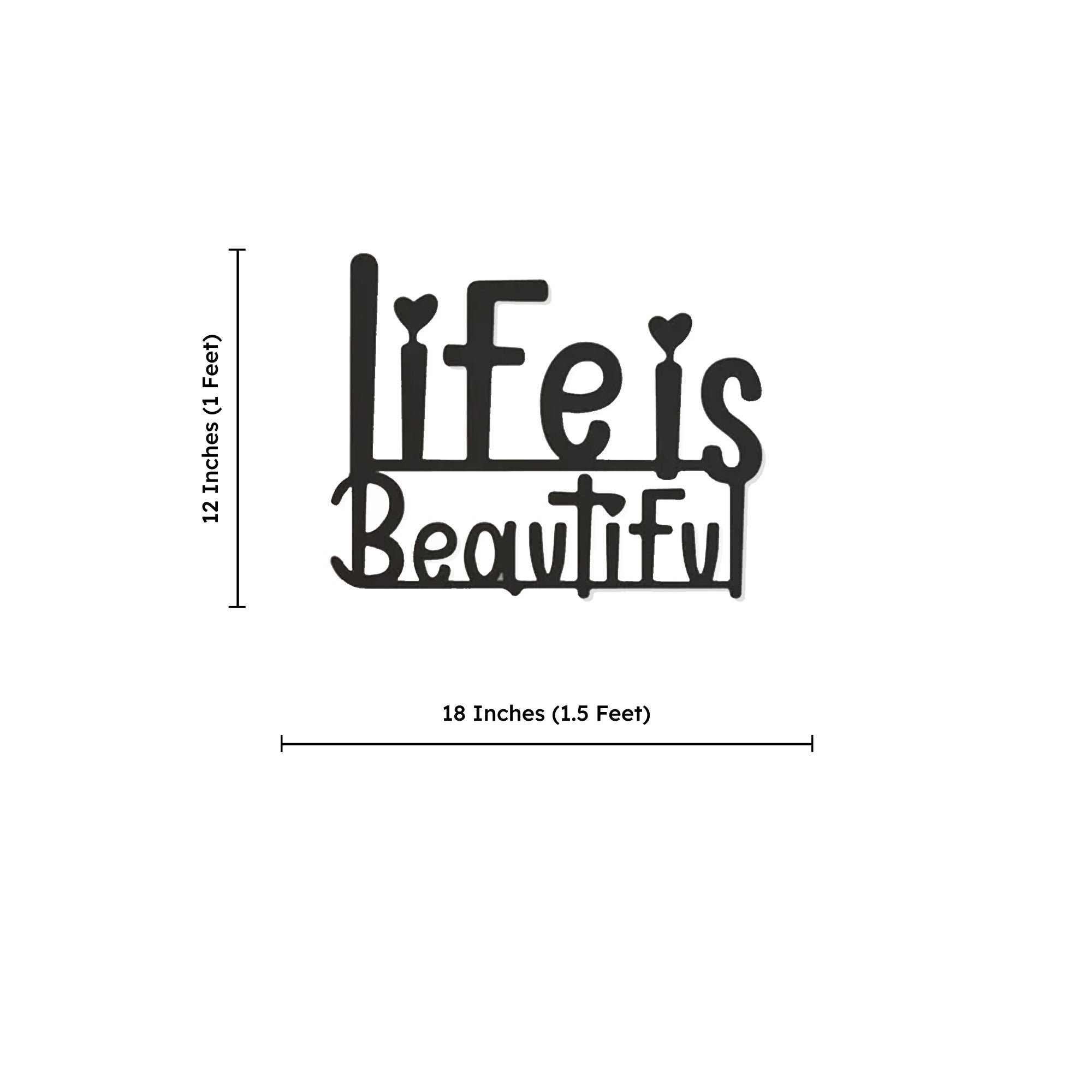 Life Is Beautiful Text Design Metal Art Office Wall Decor