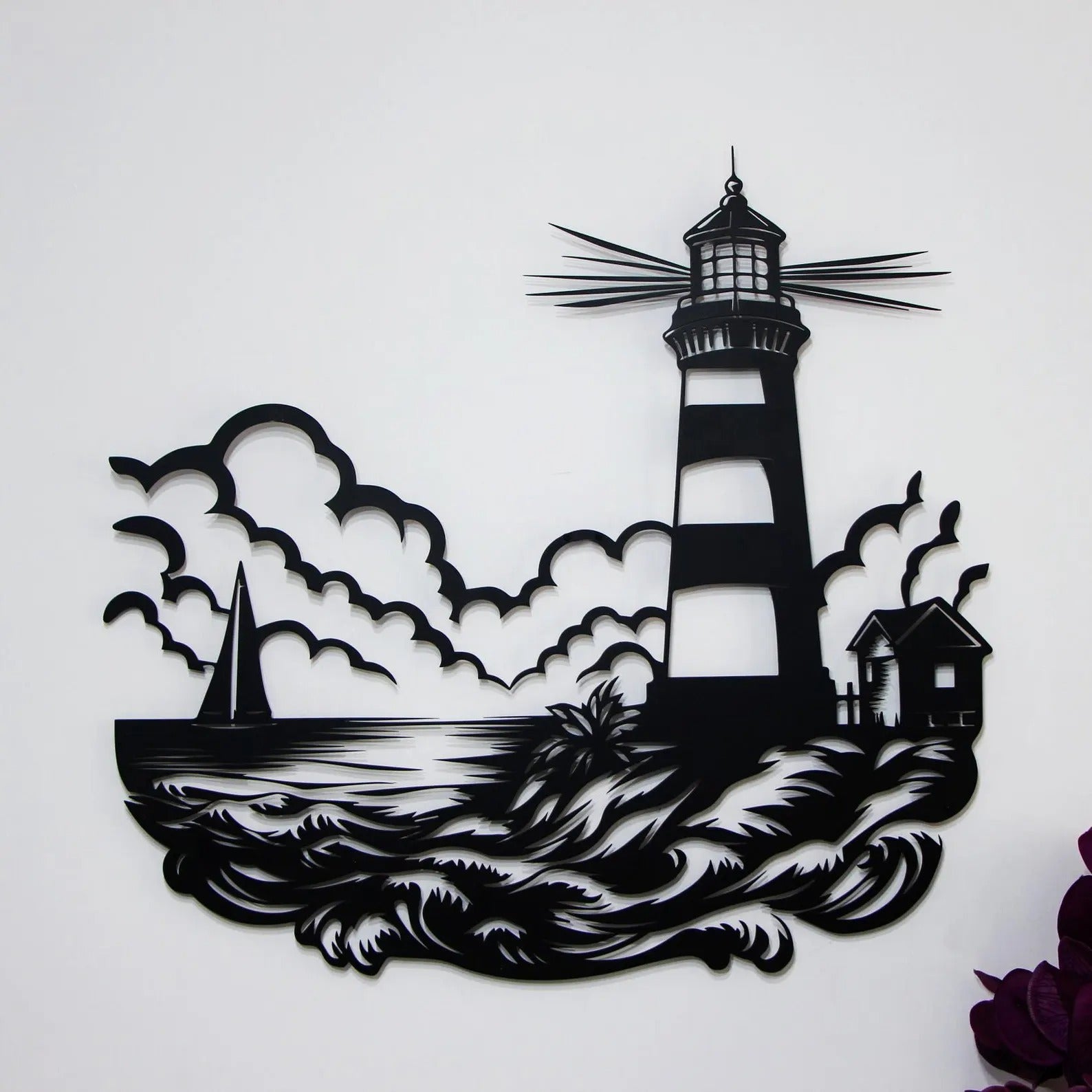 Lighthouse Scenery Shade Metal Wall Art Decor