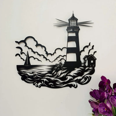 Lighthouse Scenery Shade Metal Wall Art Decor