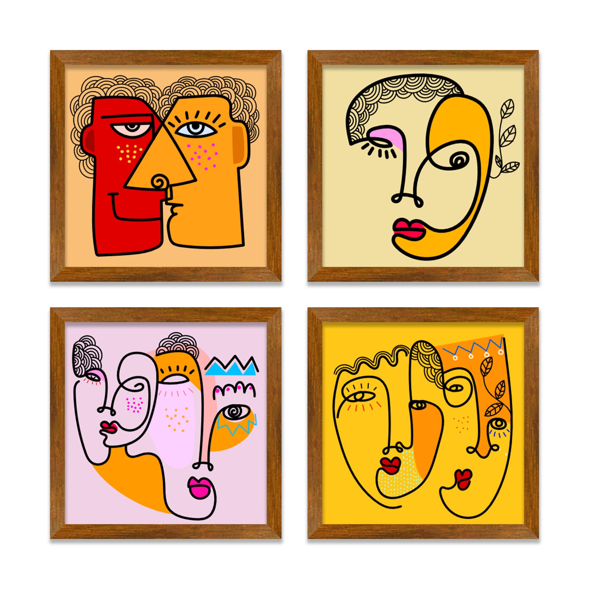 Line Art Faces Wall Frame Set of Four