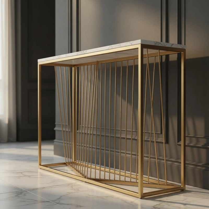 linear-design-golden-metal-stand-console-marble-table