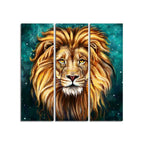 Lion Face Premium Wall Painting Set of 3 Pieces