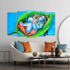 Little Krishna Abstract Wall Painting of Five Pieces