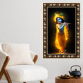 Little Krishna Playing Flute Floral Border Vertical Wall Painting