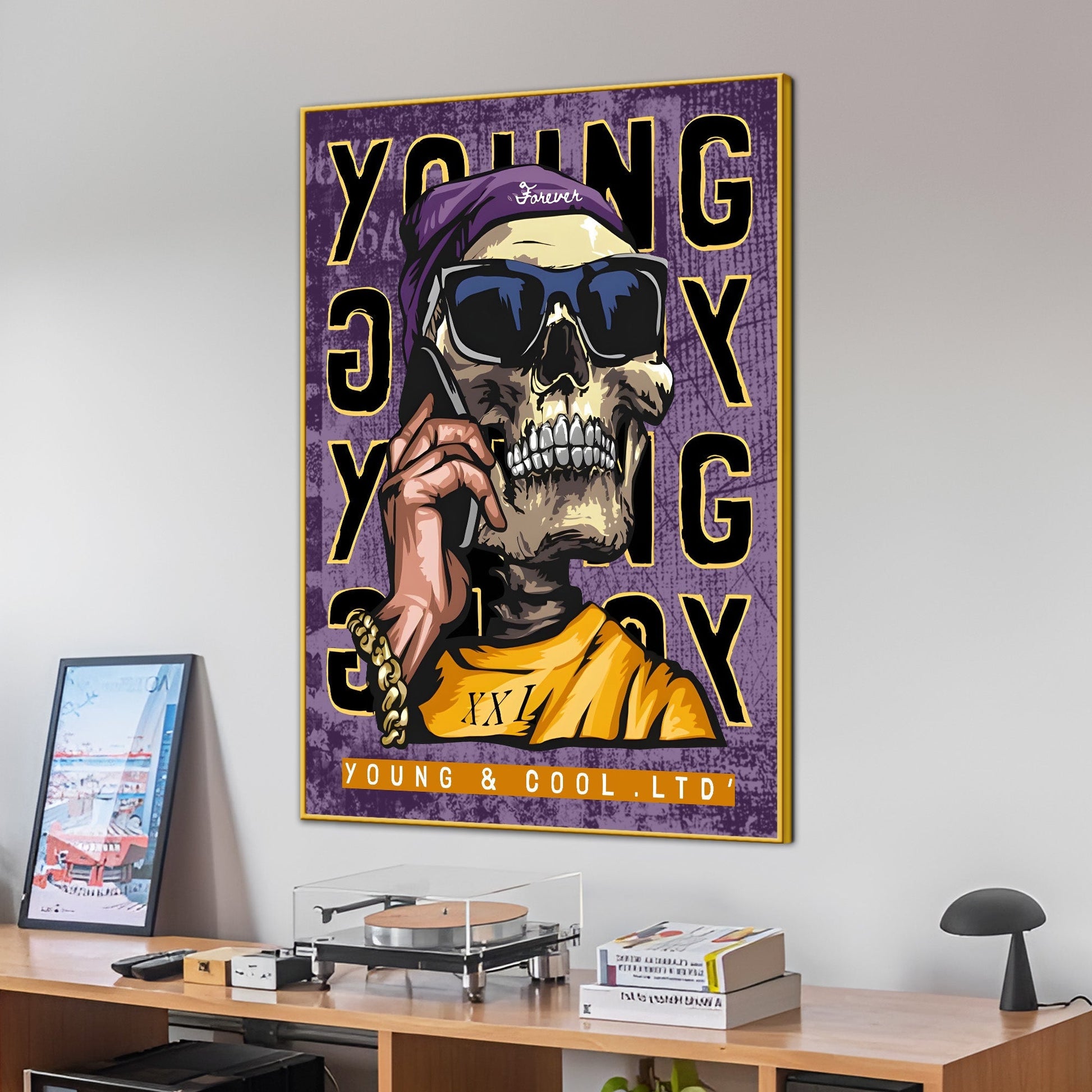 Live Young Live Free Cotton Canvas Wall Painting