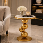 Living Room Marble Side Table with 4 Gold Balls