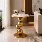 Living Room Marble Side Table with 4 Gold Balls