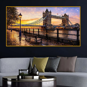 London Tower Bridge Sunset Crystal Glass Wall Painting