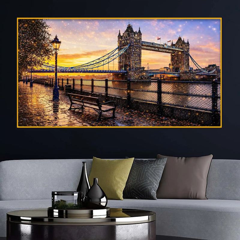 London Tower Bridge Sunset Crystal Glass Wall Painting