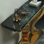 Vintage Inspired Scroll Console Table with Black Marble Finish