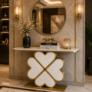 Elegant Four Heart Console Table with Top Marble