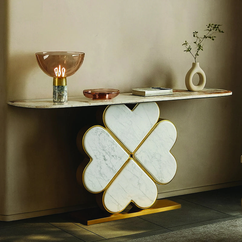Elegant Four Heart Console Table with Top Marble