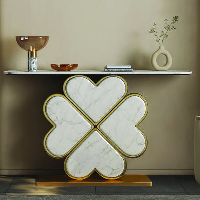 Elegant Four Heart Console Table with Top Marble